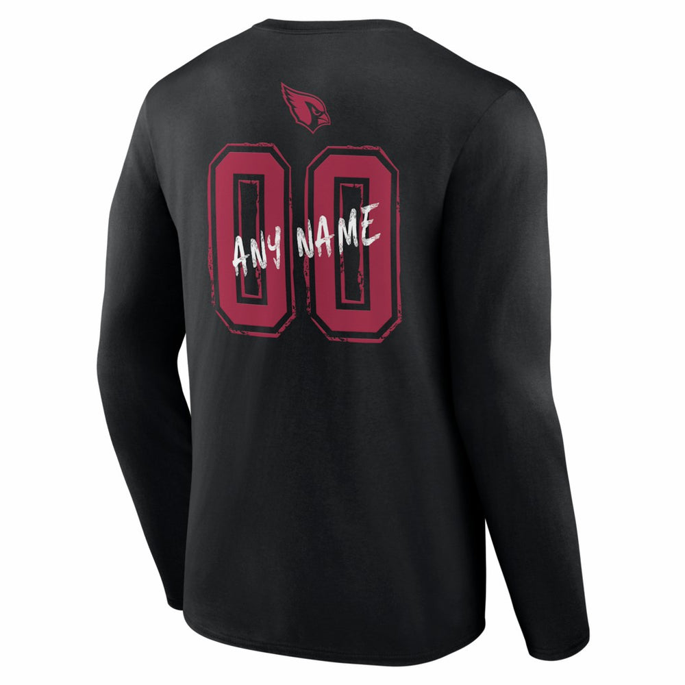 Arizona Cardinals Hustle Personalized Name & Number Long Sleeve T-Shirt - Black - NFL