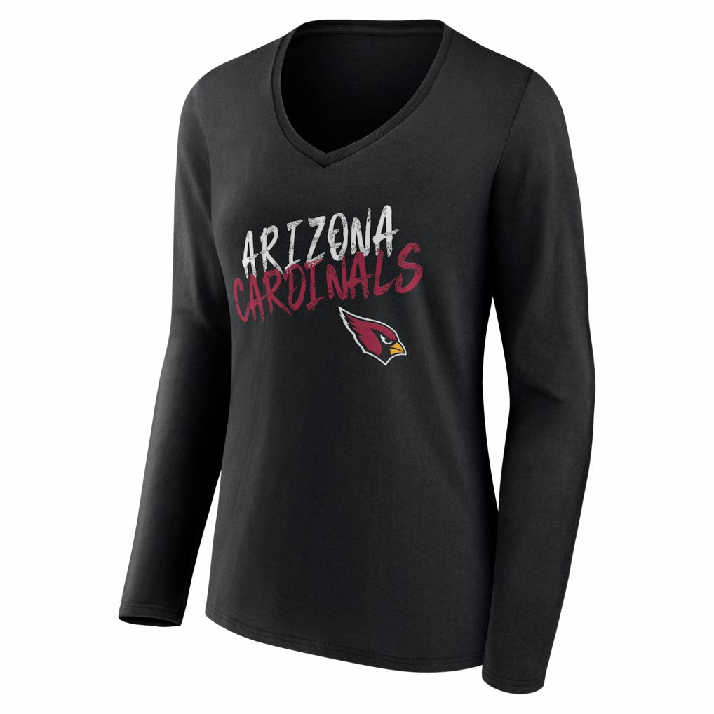 Arizona Cardinals Women's Hustle Personalized Name & Number Long Sleeve V-Neck T-Shirt - Black - NFL