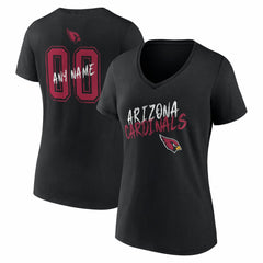 Arizona Cardinals Women's Hustle Personalized Name & Number V-Neck T-Shirt - Black - NFL
