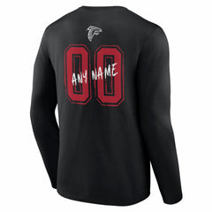 Atlanta Falcons Hustle Personalized Name & Number Long Sleeve T-Shirt - Black - NFL