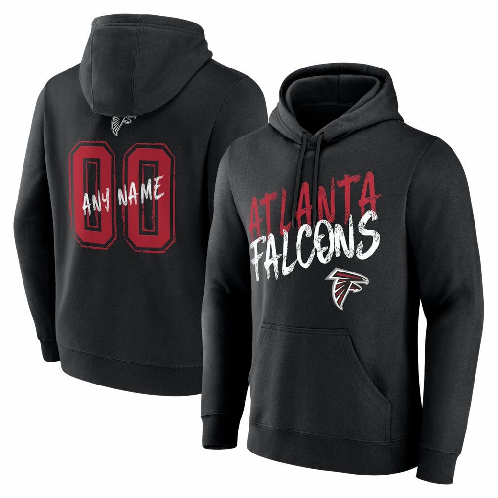Atlanta Falcons Hustle Personalized Name & Number Hoodie - Black - NFL