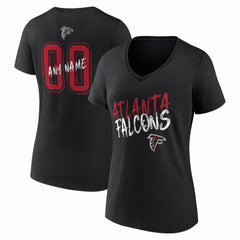 Atlanta Falcons Women's Hustle Personalized Name & Number V-Neck T-Shirt - Black - NFL