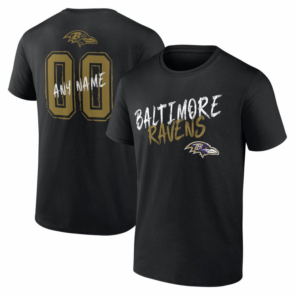 Baltimore Ravens Hustle Personalized Name & Number T-Shirt - Black - NFL