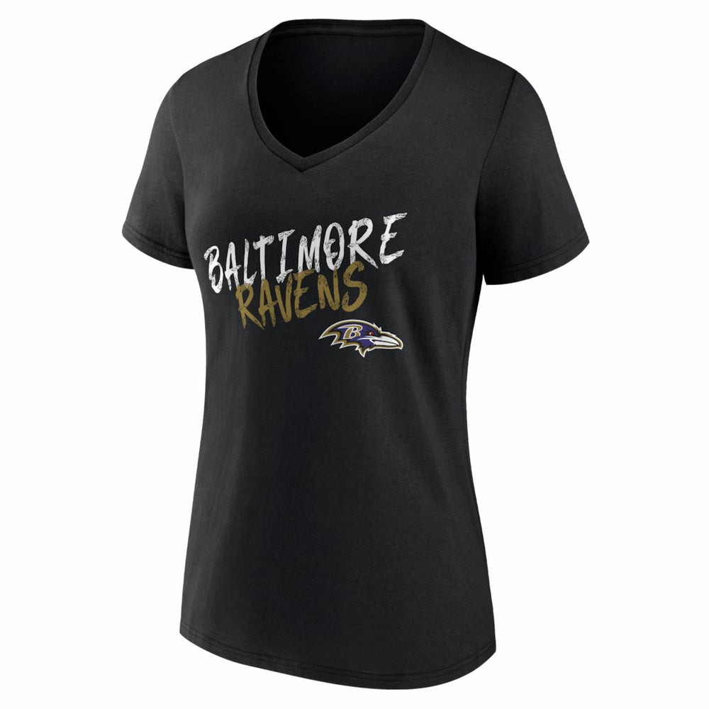 Baltimore Ravens Women's Hustle Personalized Name & Number V-Neck T-Shirt - Black - NFL