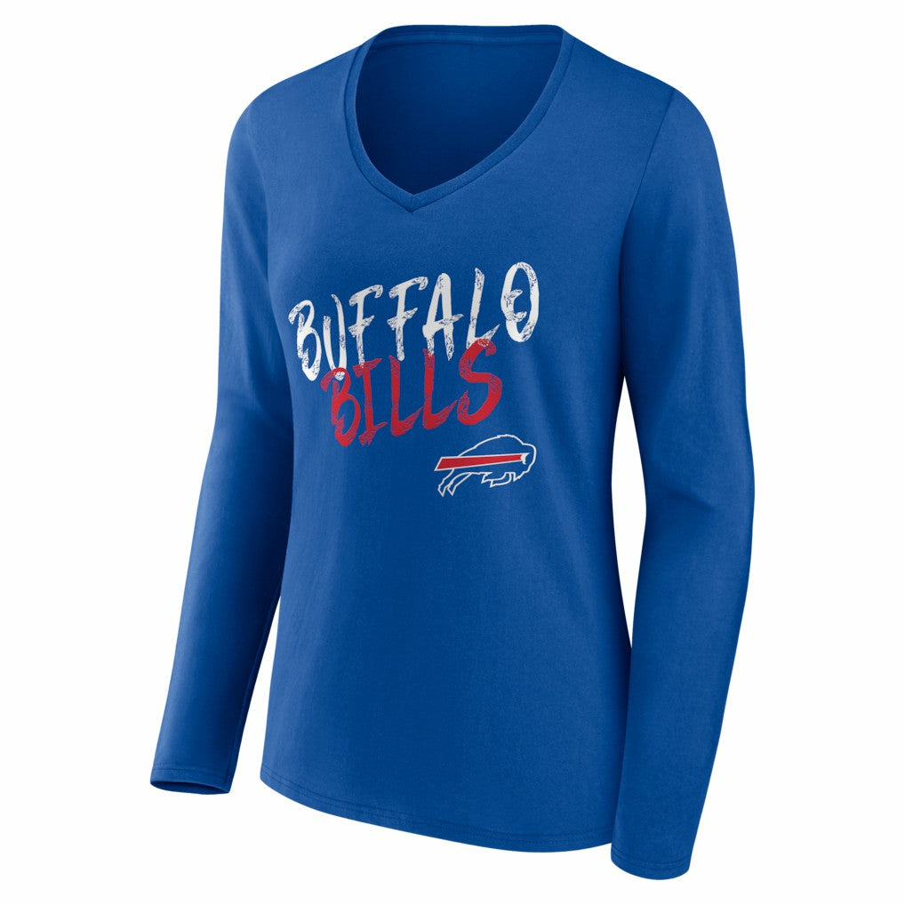 Buffalo Bills Women's Hustle Personalized Name & Number Long Sleeve V-Neck T-Shirt - Royal - NFL