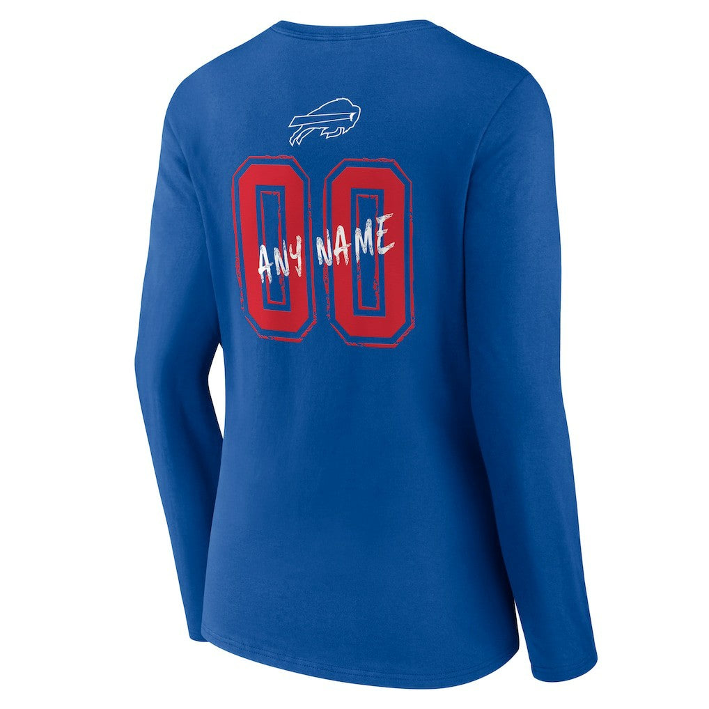 Buffalo Bills Women's Hustle Personalized Name & Number Long Sleeve V-Neck T-Shirt - Royal - NFL