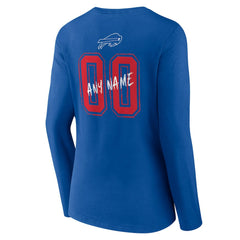 Buffalo Bills Women's Hustle Personalized Name & Number Long Sleeve V-Neck T-Shirt - Royal - NFL