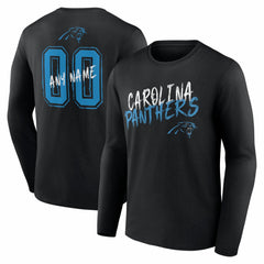 Carolina Panthers Hustle Personalized Name & Number Long Sleeve T-Shirt - Black - NFL