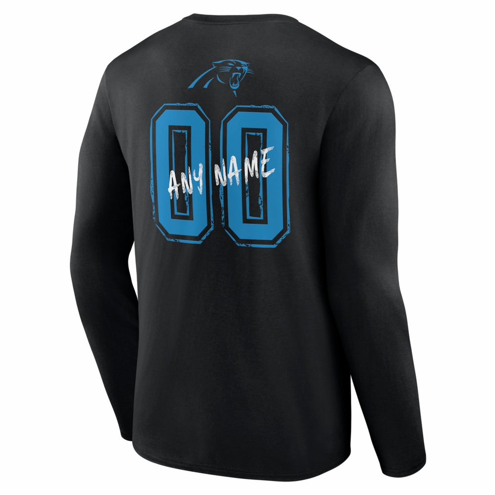 Carolina Panthers Hustle Personalized Name & Number Long Sleeve T-Shirt - Black - NFL