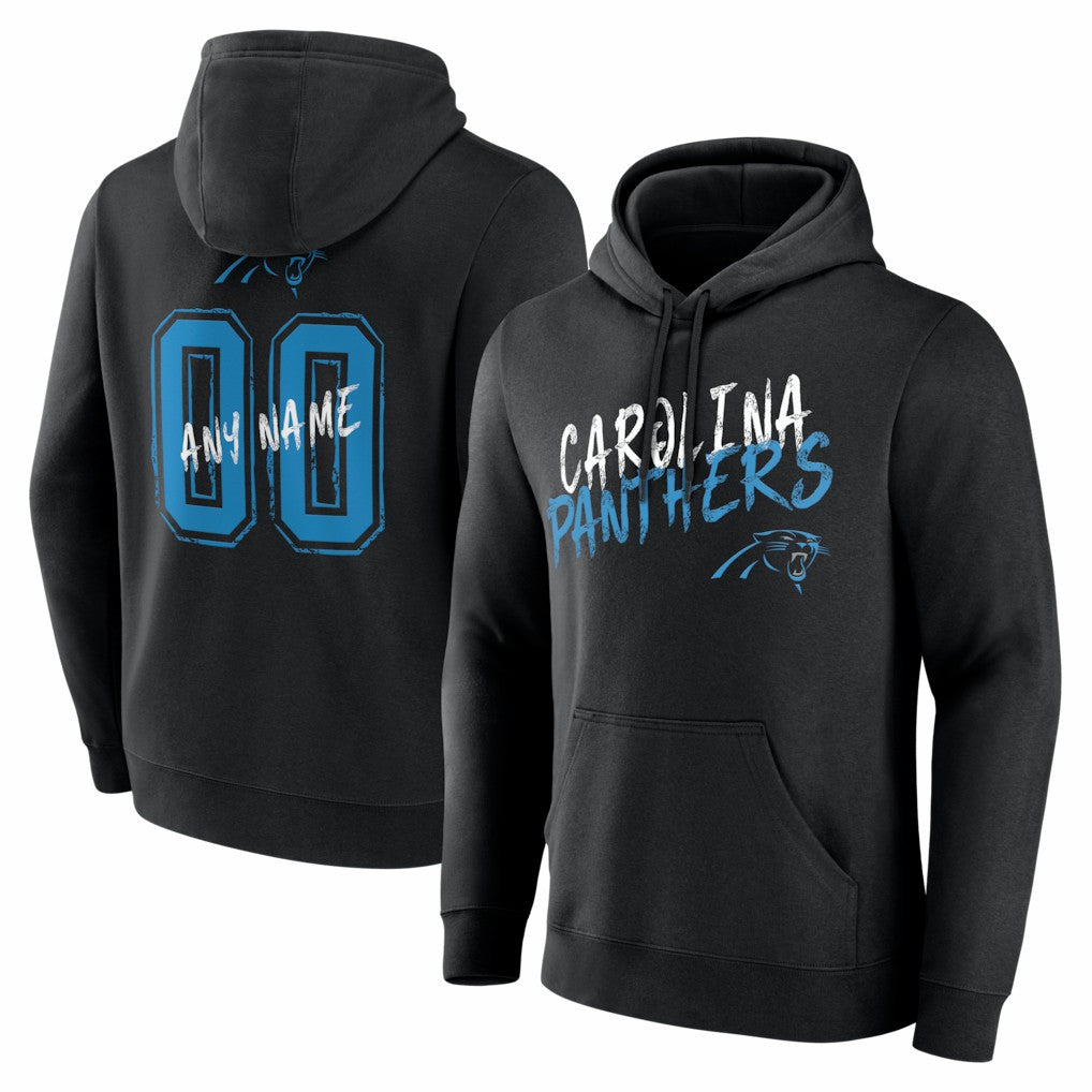 Carolina Panthers Hustle Personalized Name & Number Hoodie - Black - NFL