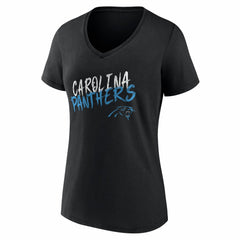 Carolina Panthers Women's Hustle Personalized Name & Number V-Neck T-Shirt - Black - NFL