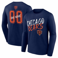 Chicago Bears Hustle Personalized Name & Number Long Sleeve T-Shirt - Navy - NFL