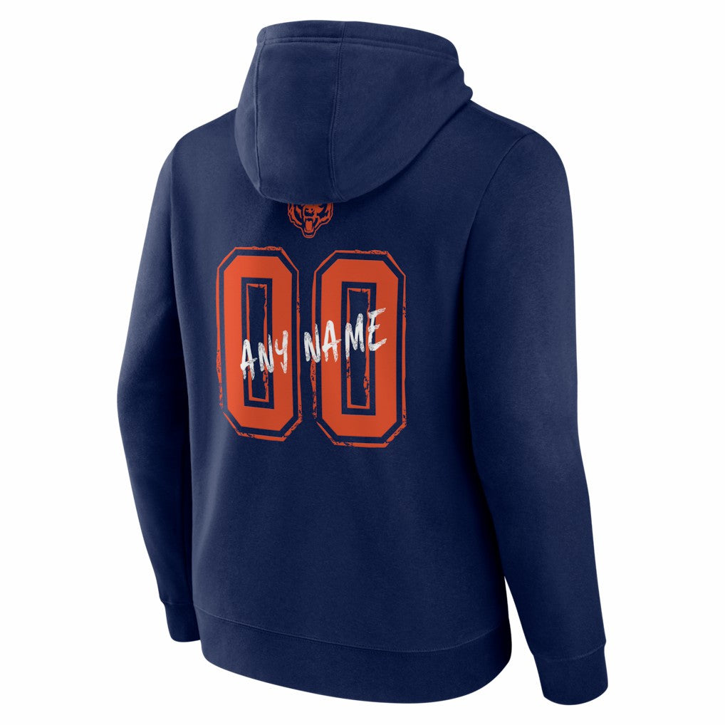 Chicago Bears Hustle Personalized Name & Number Hoodie - Navy - NFL