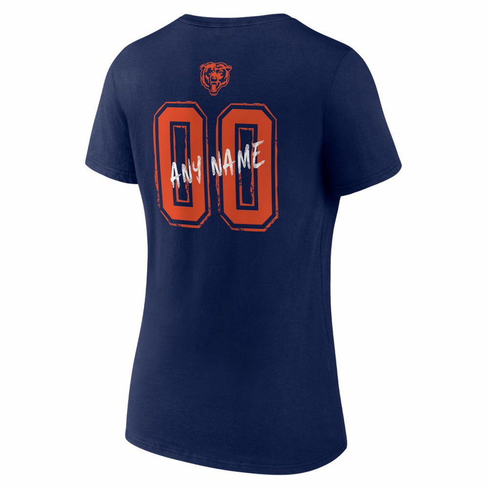 Chicago Bears Women's Hustle Personalized Name & Number V-Neck T-Shirt - Navy - NFL