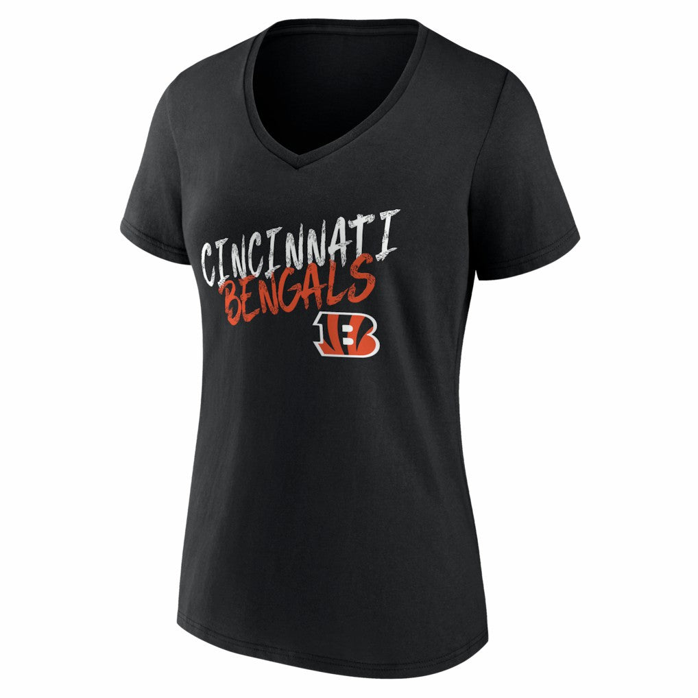 Cincinnati Bengals Women's Hustle Personalized Name & Number V-Neck T-Shirt - Black - NFL
