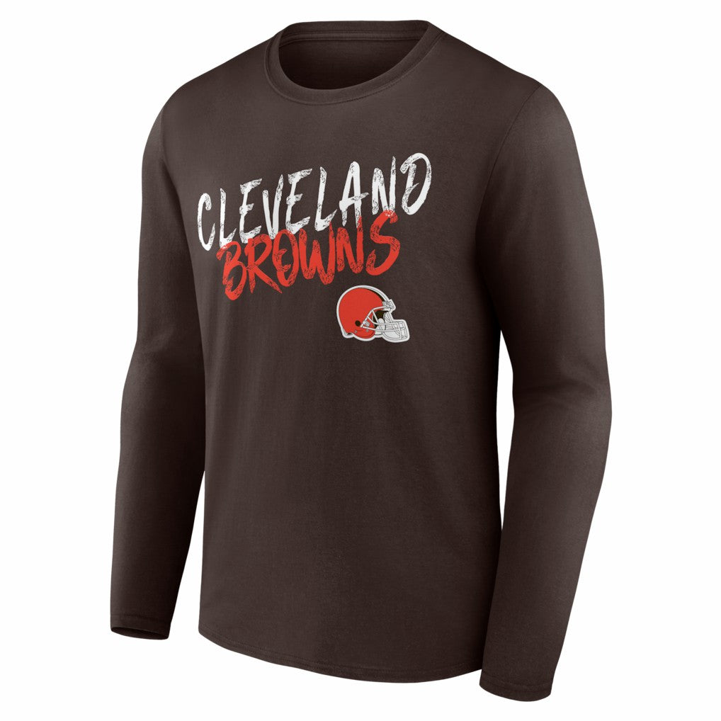 Cleveland Browns Hustle Personalized Name & Number Long Sleeve T-Shirt - Brown - NFL