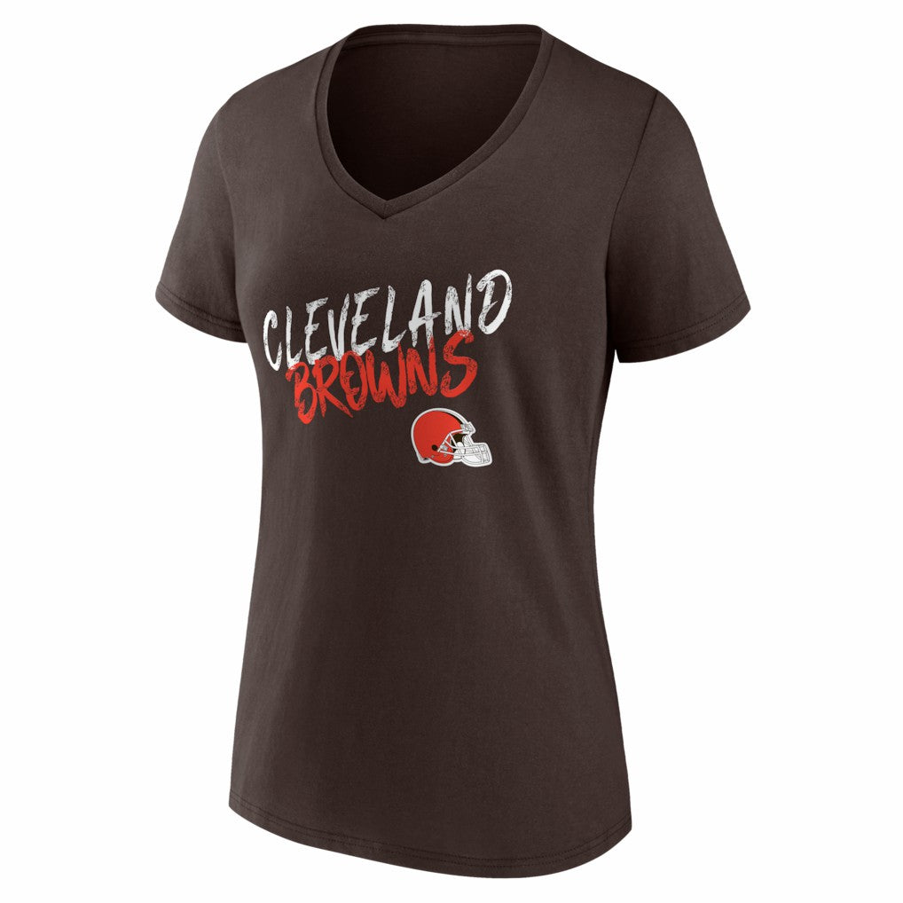 Cleveland Browns Women's Hustle Personalized Name & Number V-Neck T-Shirt - Brown - NFL