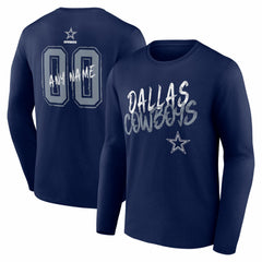 Dallas Cowboys Hustle Personalized Name & Number Long Sleeve T-Shirt - Navy - NFL