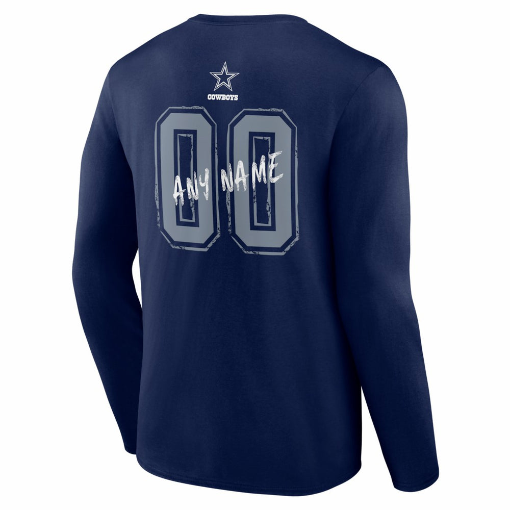 Dallas Cowboys Hustle Personalized Name & Number Long Sleeve T-Shirt - Navy - NFL