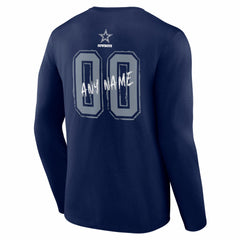 Dallas Cowboys Hustle Personalized Name & Number Long Sleeve T-Shirt - Navy - NFL