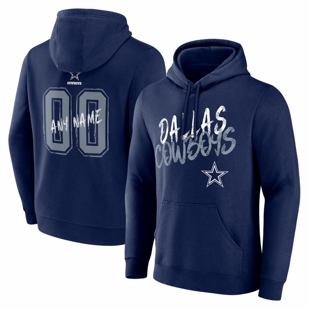 Dallas Cowboys Hustle Personalized Name & Number Hoodie - Navy - NFL