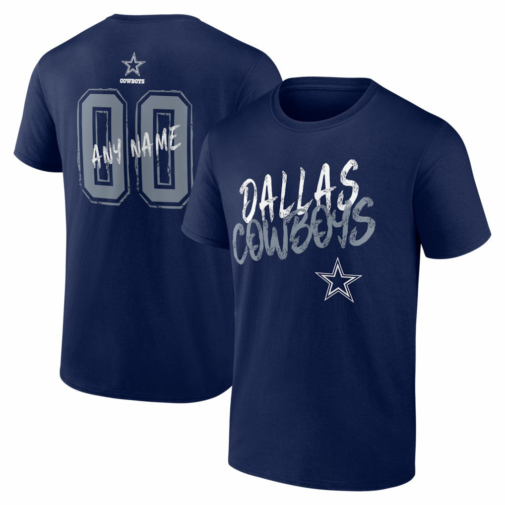 Dallas Cowboys Hustle Personalized Name & Number T-Shirt - Navy - NFL