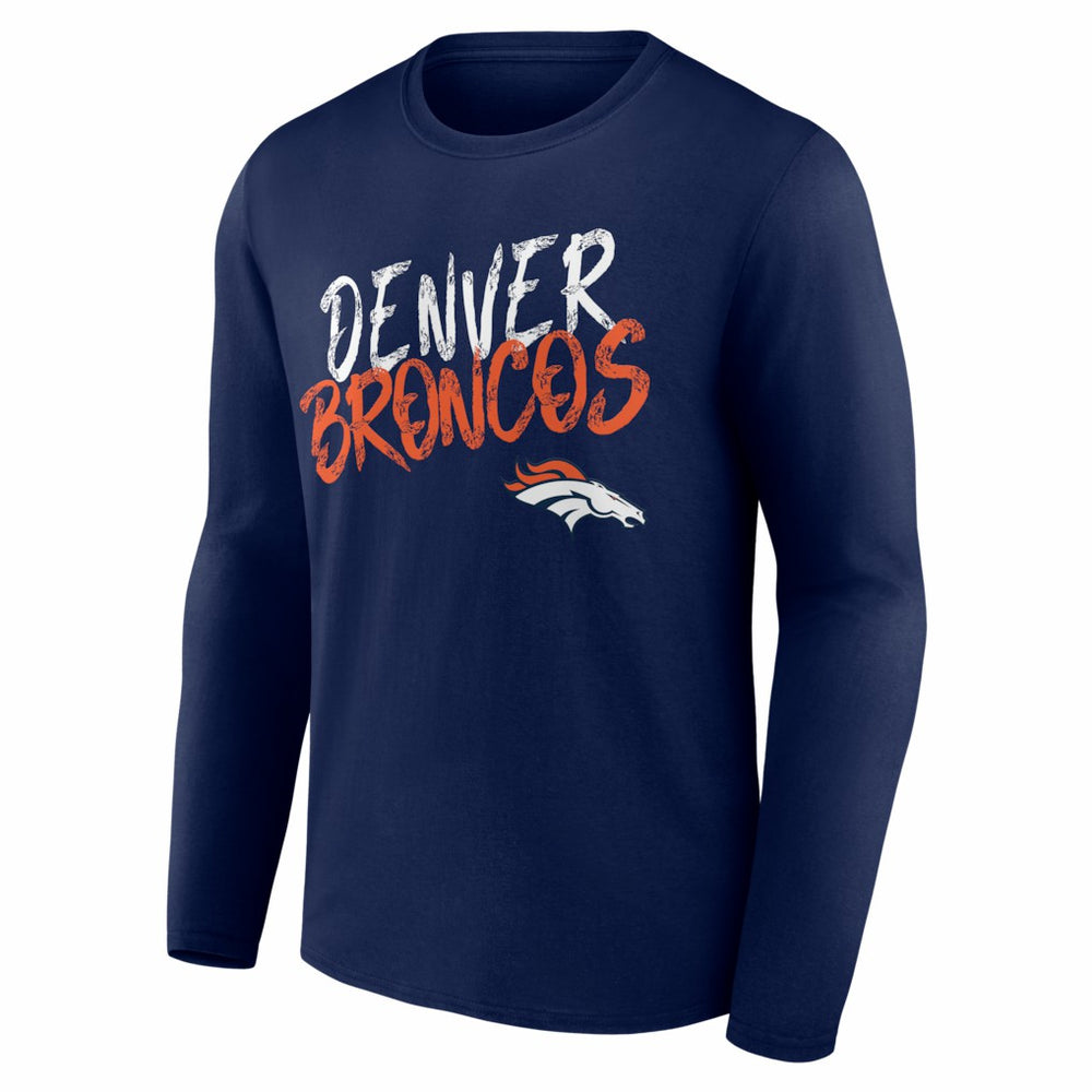 Denver Broncos Hustle Personalized Name & Number Long Sleeve T-Shirt - Navy - NFL
