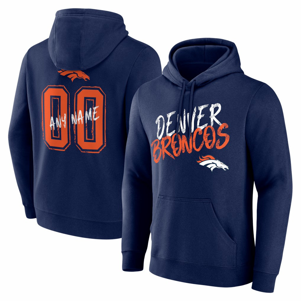 Denver Broncos Hustle Personalized Name & Number Hoodie - Navy - NFL
