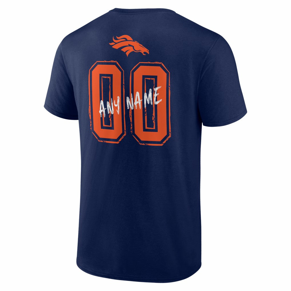 Denver Broncos Hustle Personalized Name & Number T-Shirt - Navy - NFL