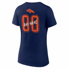 Denver Broncos Women's Hustle Personalized Name & Number V-Neck T-Shirt - Navy - NFL