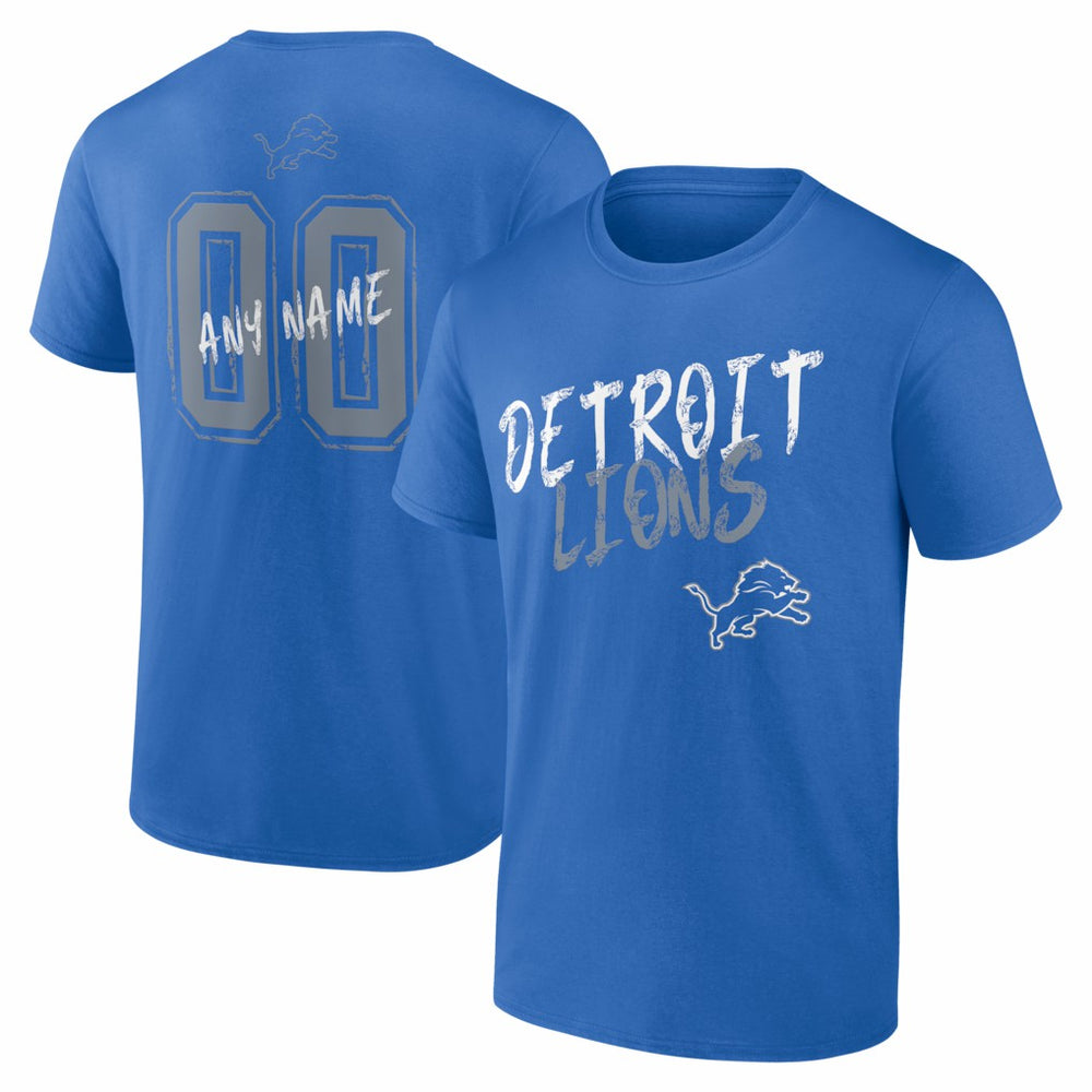 Detroit Lions Hustle Personalized Name & Number T-Shirt - Blue - NFL