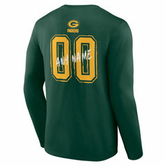 Green Bay Packers Hustle Personalized Name & Number Long Sleeve T-Shirt - Green - NFL