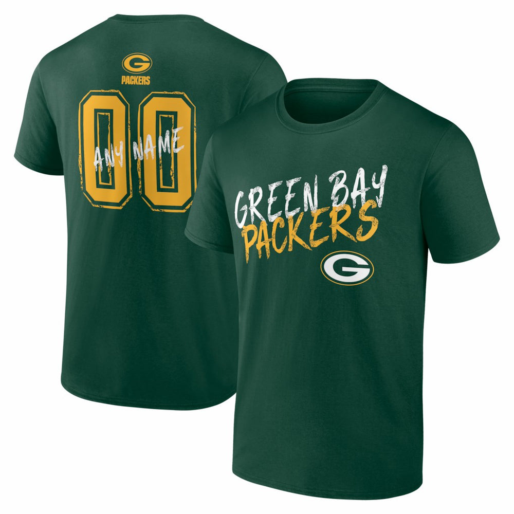 Green Bay Packers Hustle Personalized Name & Number T-Shirt - Green - NFL