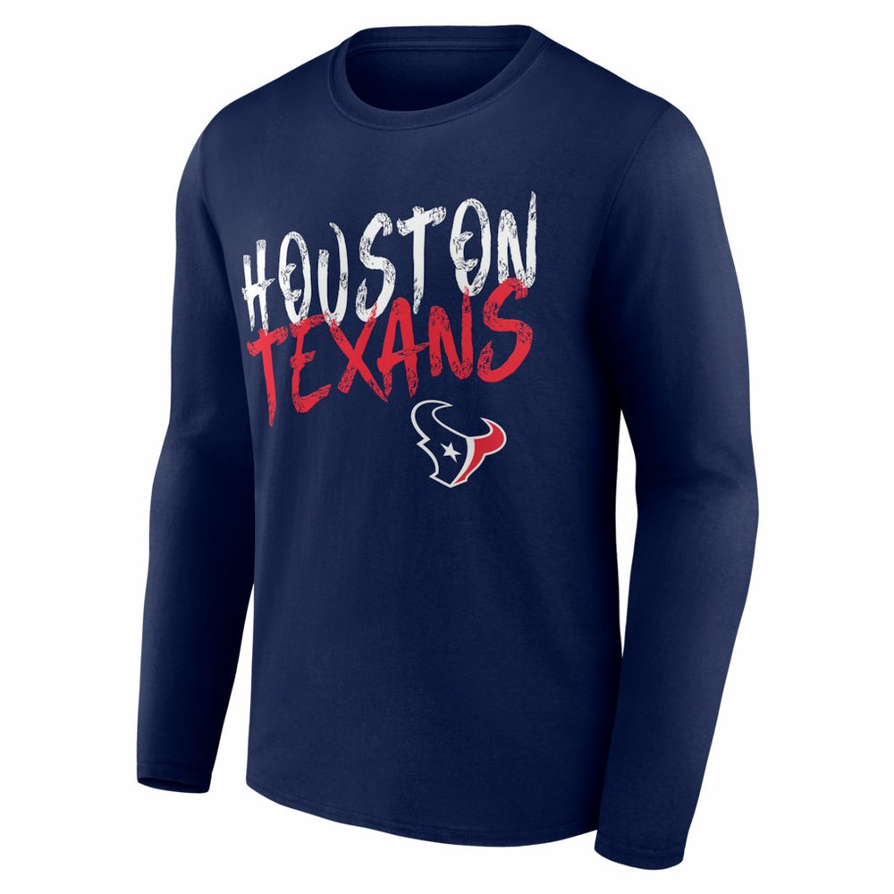 Houston Texans Hustle Personalized Name & Number Long Sleeve T-Shirt - Navy - NFL