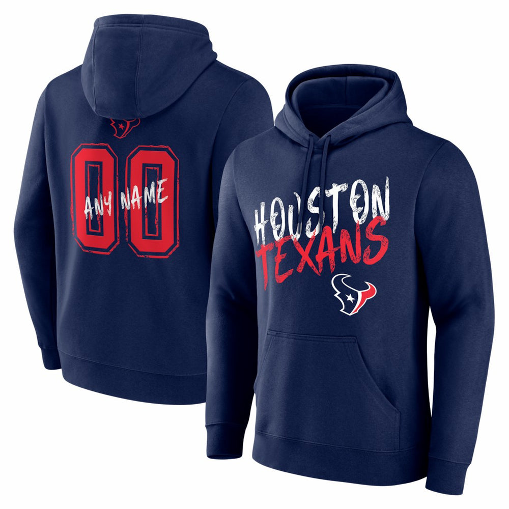 Houston Texans Hustle Personalized Name & Number Hoodie - Navy - NFL
