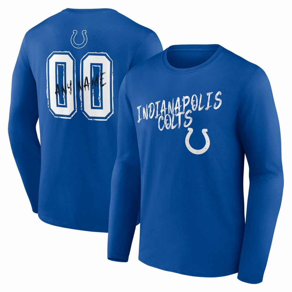 Indianapolis Colts Hustle Personalized Name & Number Long Sleeve T-Shirt - Royal - NFL