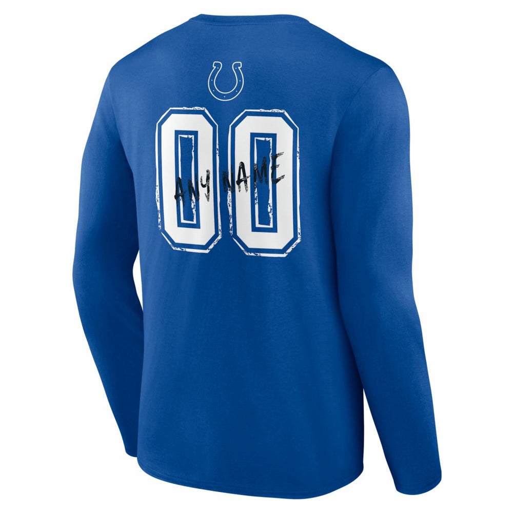Indianapolis Colts Hustle Personalized Name & Number Long Sleeve T-Shirt - Royal - NFL