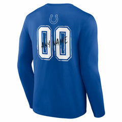 Indianapolis Colts Hustle Personalized Name & Number Long Sleeve T-Shirt - Royal - NFL