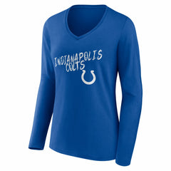 Indianapolis Colts Women's Hustle Personalized Name & Number Long Sleeve V-Neck T-Shirt - Royal - NFL