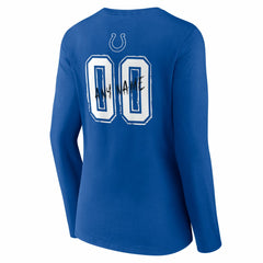 Indianapolis Colts Women's Hustle Personalized Name & Number Long Sleeve V-Neck T-Shirt - Royal - NFL