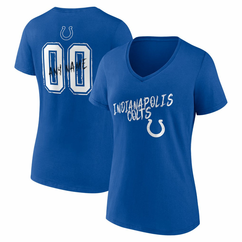 Indianapolis Colts Women's Hustle Personalized Name & Number V-Neck T-Shirt - Royal - NFL