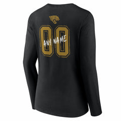 Jacksonville Jaguars Women's Hustle Personalized Name & Number Long Sleeve V-Neck T-Shirt - Black - NFL