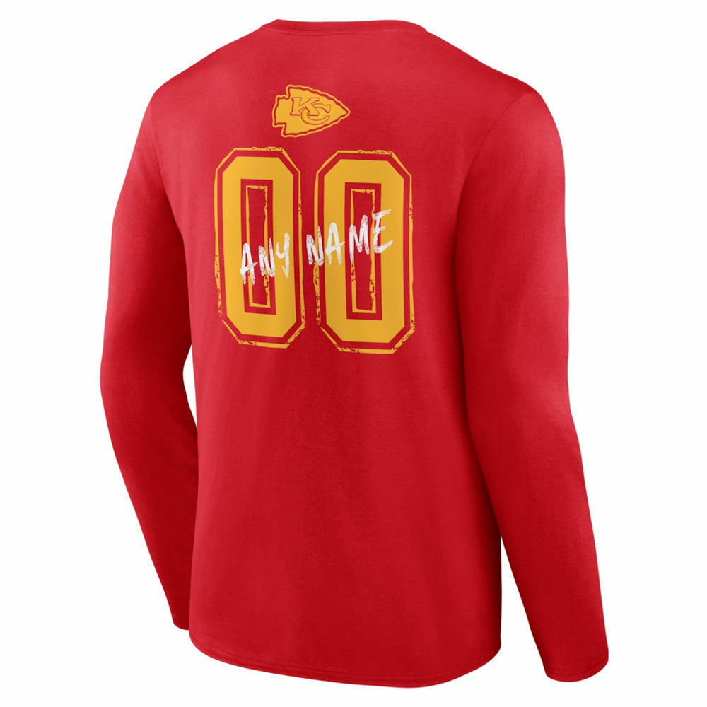 Kansas City Chiefs Hustle Personalized Name & Number Long Sleeve T-Shirt - Red - NFL