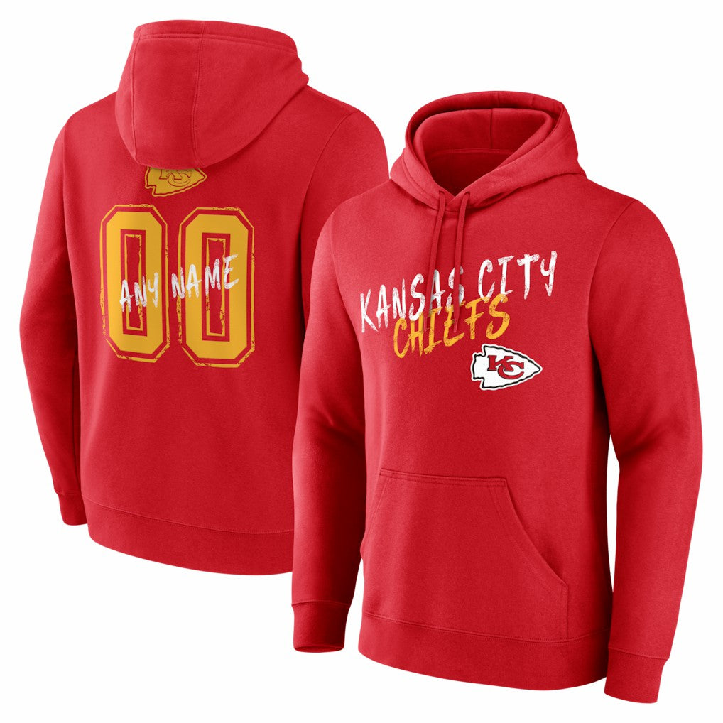 Kansas City Chiefs Hustle Personalized Name & Number Hoodie - Red - NFL