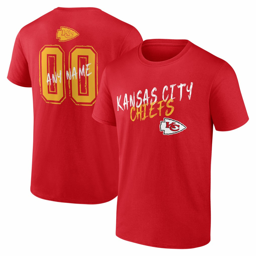Kansas City Chiefs Hustle Personalized Name & Number T-Shirt - Red - NFL
