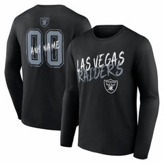 Las Vegas Raiders Hustle Personalized Name & Number Long Sleeve T-Shirt - Black - NFL