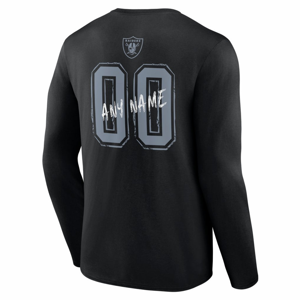 Las Vegas Raiders Hustle Personalized Name & Number Long Sleeve T-Shirt - Black - NFL