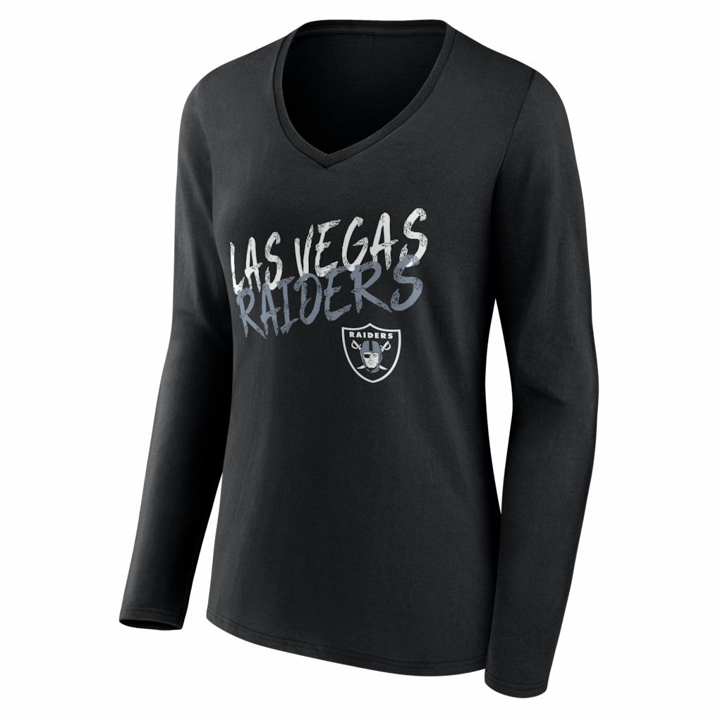 Las Vegas Raiders Women's Hustle Personalized Name & Number Long Sleeve V-Neck T-Shirt - Black - NFL