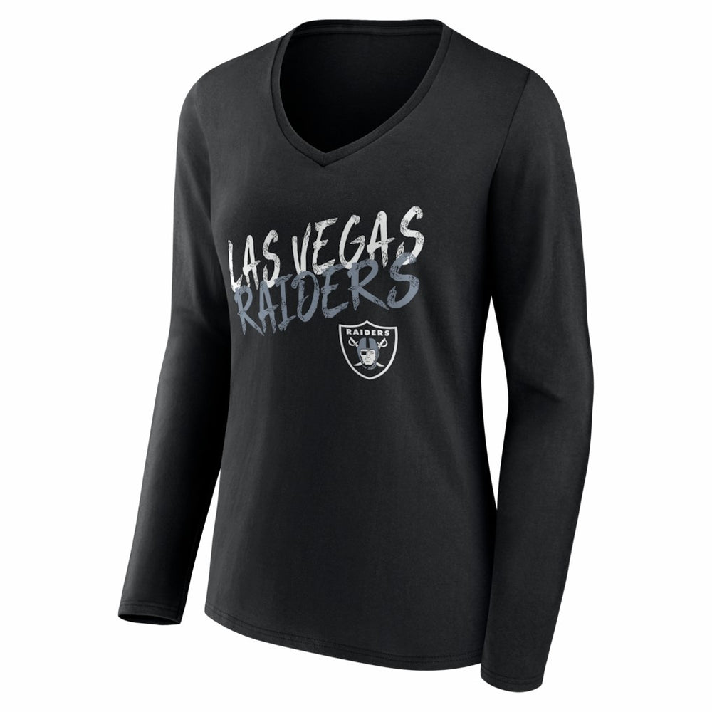 Las Vegas Raiders Women's Hustle Personalized Name & Number Long Sleeve V-Neck T-Shirt - Black - NFL