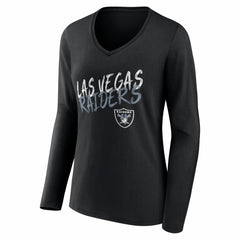 Las Vegas Raiders Women's Hustle Personalized Name & Number Long Sleeve V-Neck T-Shirt - Black - NFL